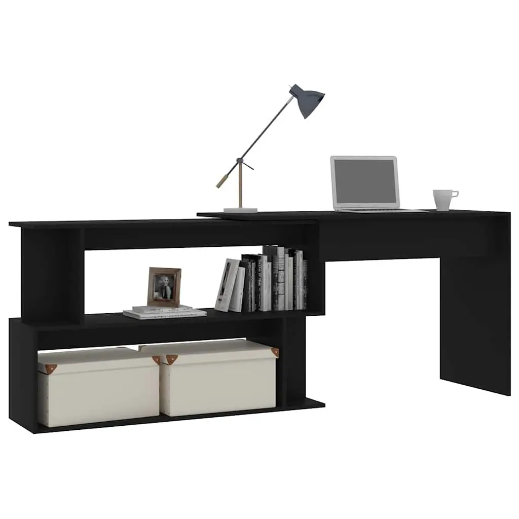 Corner Desk Engineered Wood Rotatable 200 x 50 x 76 cm Black