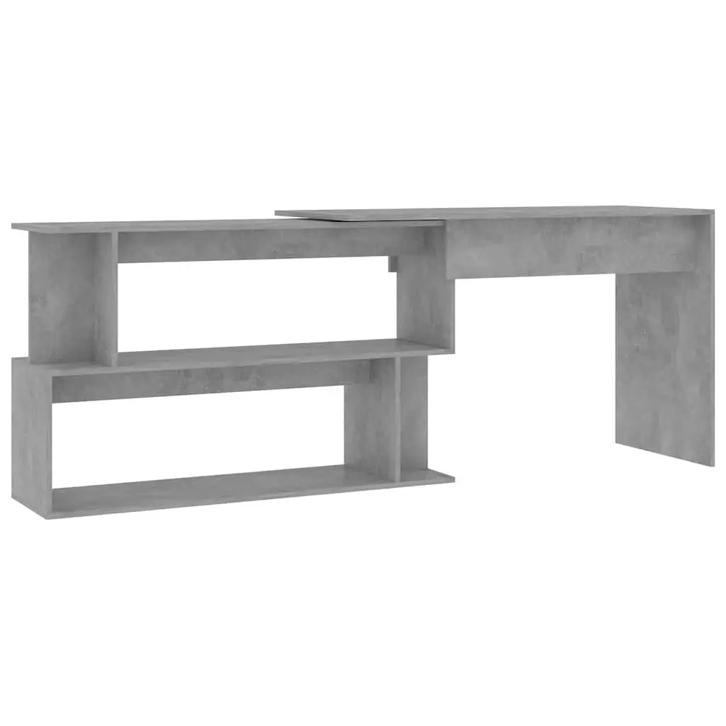 Corner Desk Engineered Wood Rotatable Grey 200L x 50W x 76H cm