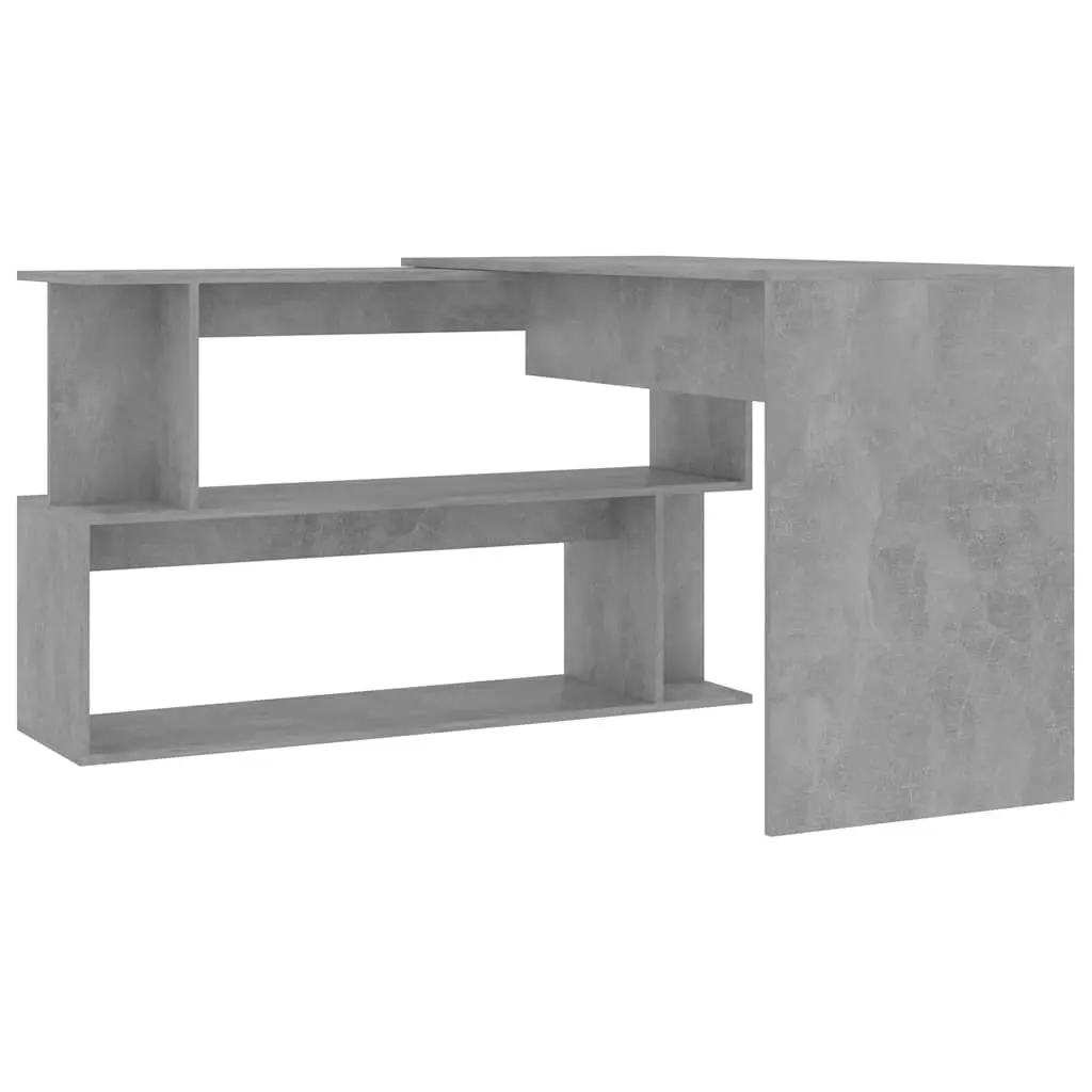 Corner Desk Engineered Wood Rotatable Grey 200L x 50W x 76H cm