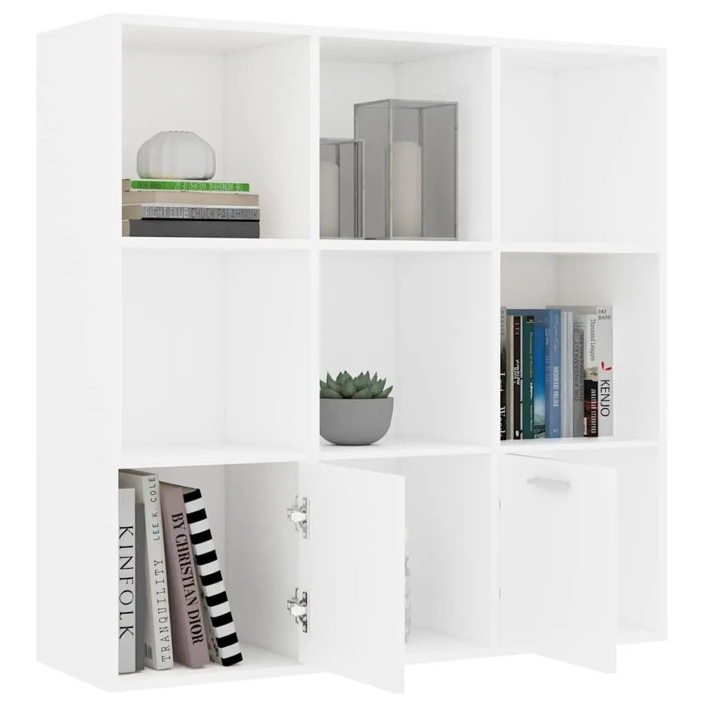 White Book Cabinet with Open and Concealed Storage
