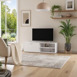 Versatile White TV Cabinet for Living Room or Bedroom
