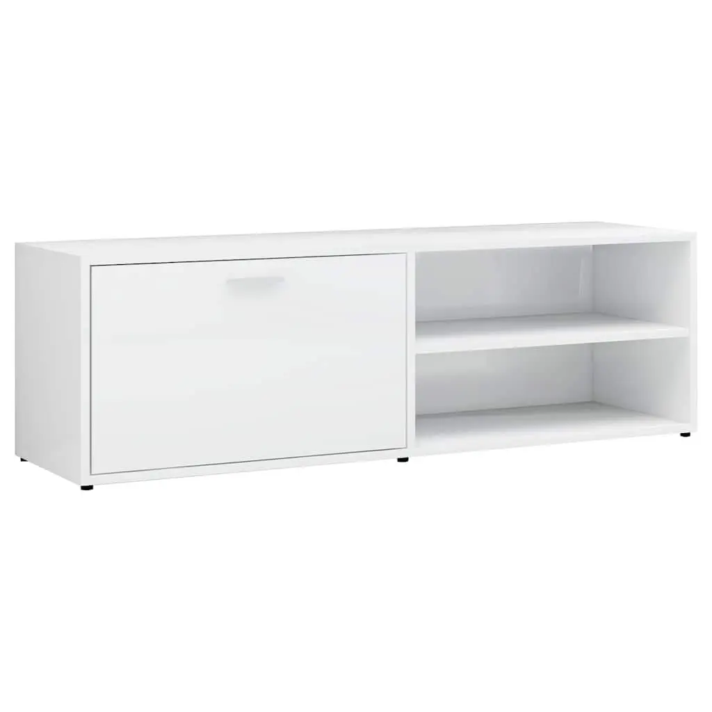 TV Cabinet Engineered Wood 120 x 34 x 37 cm High Gloss White Storage Unit