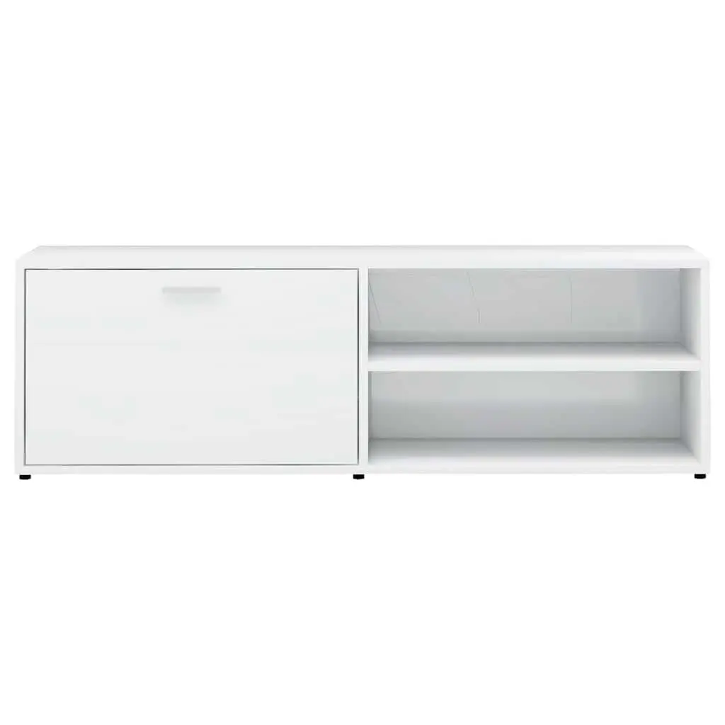 TV Cabinet Engineered Wood 120 x 34 x 37 cm High Gloss White Storage Unit