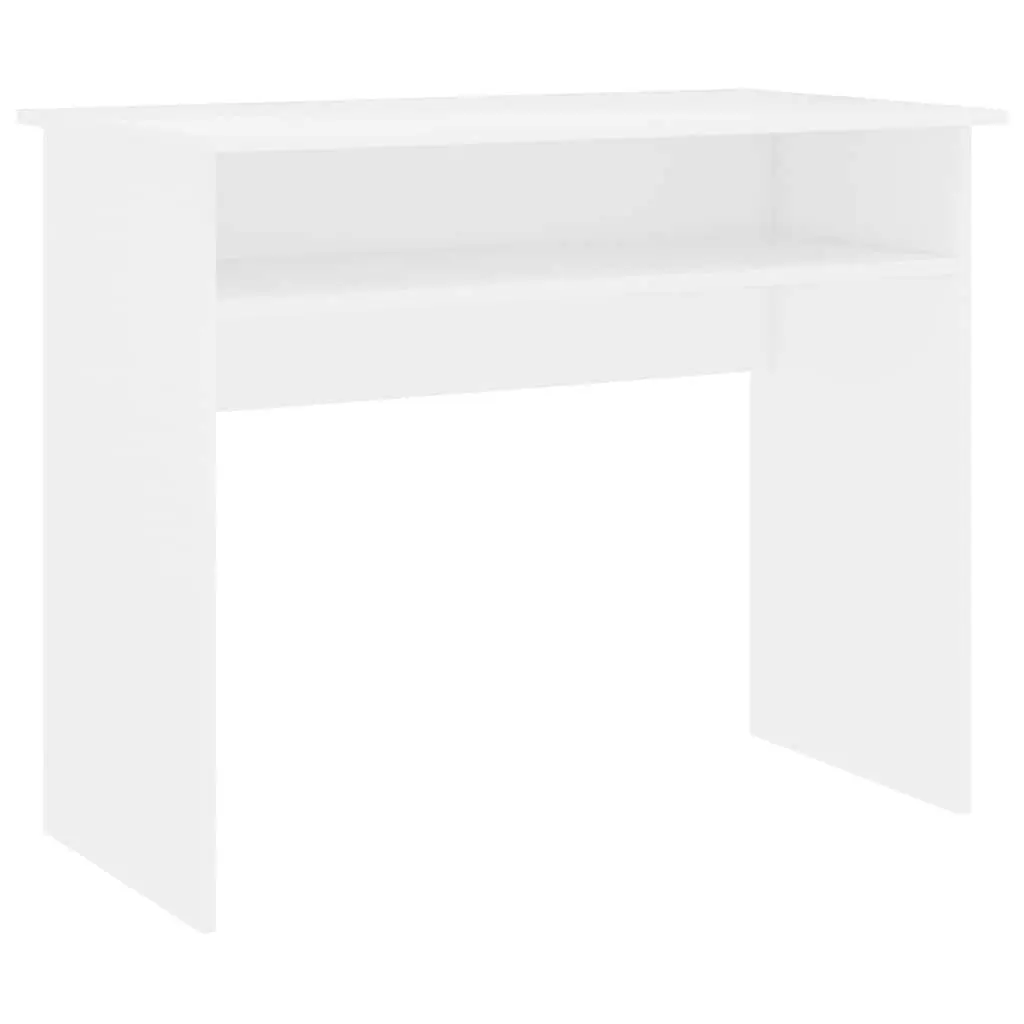 White Desk 90cm Compact Computer Office Workstation Storage Shelf Study Room