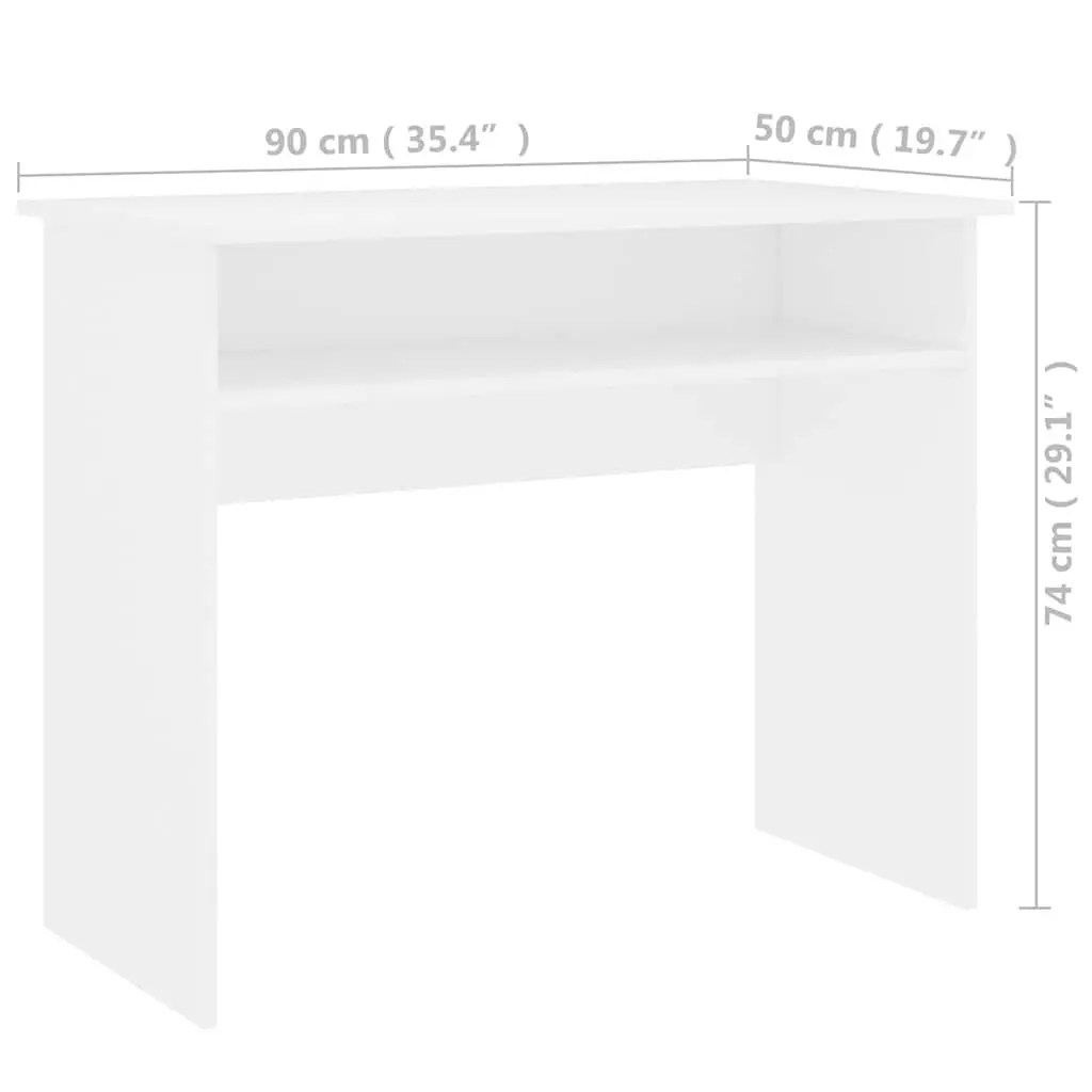 White Desk 90cm Compact Computer Office Workstation Storage Shelf Study Room