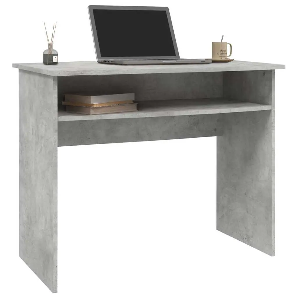 Computer Desk Engineered Wood 90cm Grey Storage Shelf Office Study Workstation