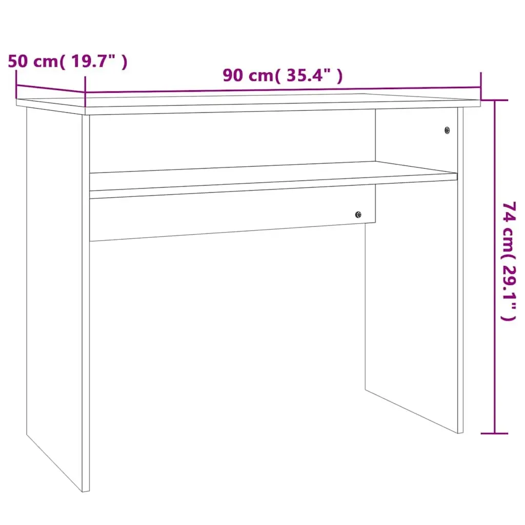 Computer Desk Engineered Wood 90cm Grey Storage Shelf Office Study Workstation