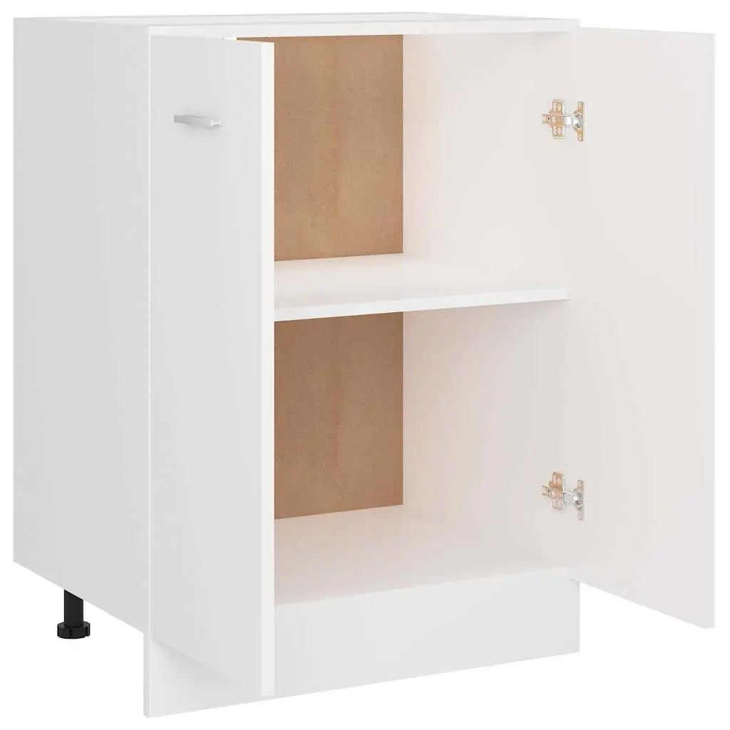 White Engineered Wood Kitchen Cabinet Storage Unit with Two Doors and Shelves 60x46x81.5cm