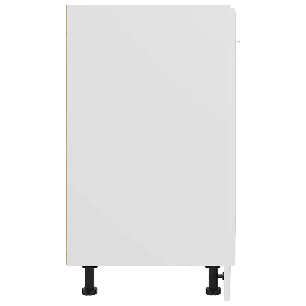White Engineered Wood Kitchen Cabinet Storage Unit with Two Doors and Shelves 60x46x81.5cm
