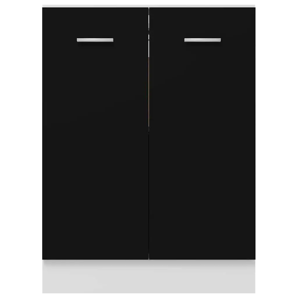 Kitchen Storage Cupboard Black Engineered Wood 60x46x81.5 cm 2 Doors 2 Shelves