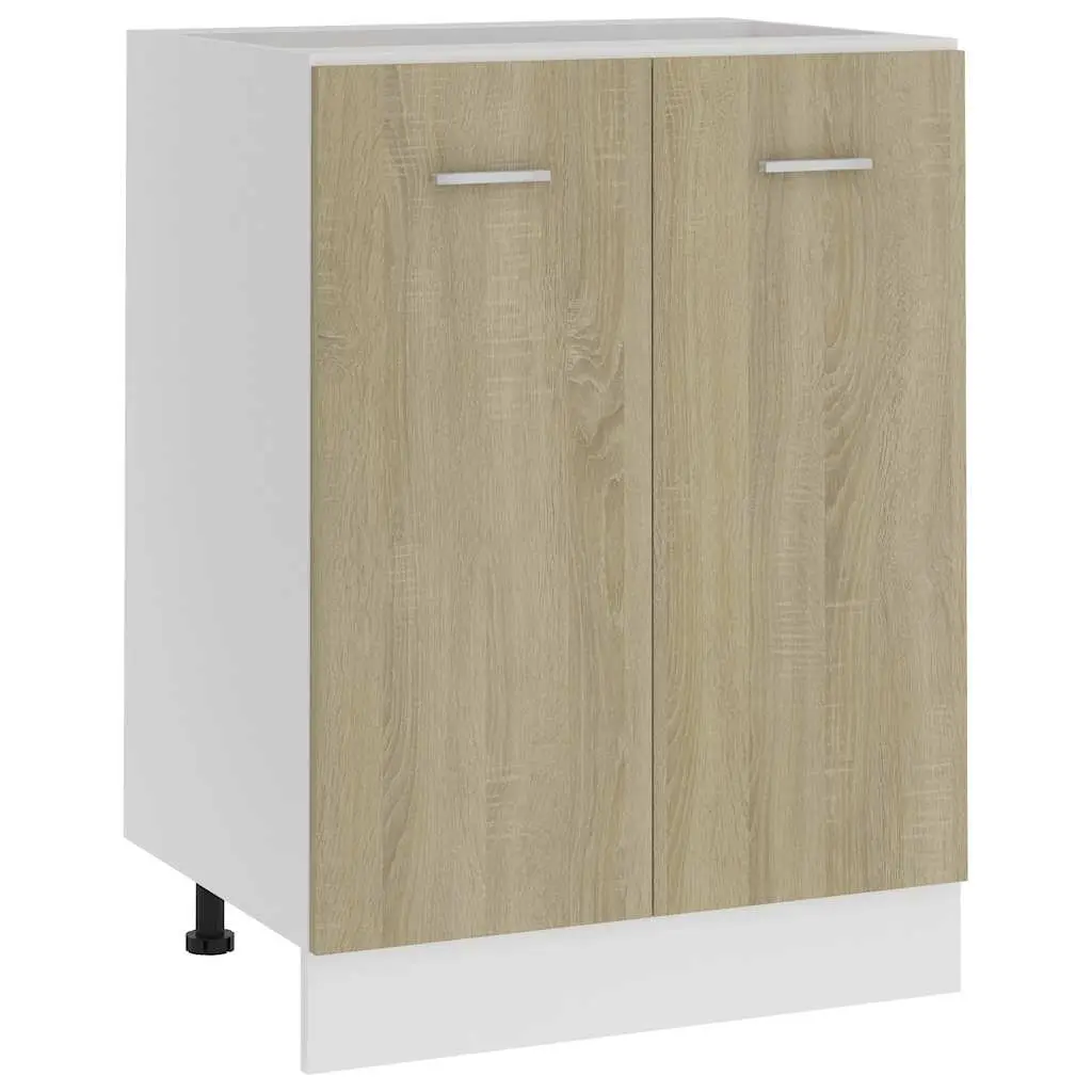 Kitchen Cabinet Engineered Wood 60x46x81.5 cm Sonoma Oak 2 Doors 2 Shelves