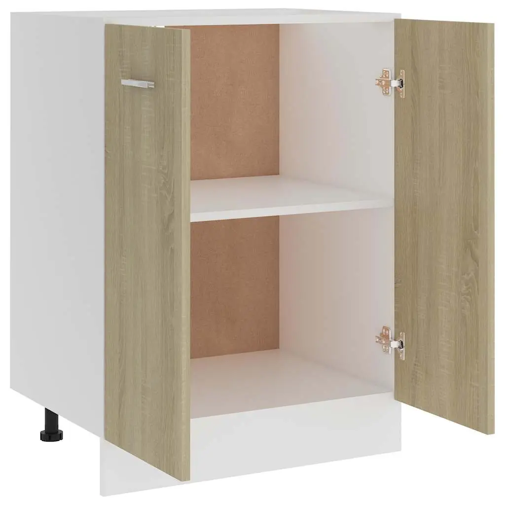 Kitchen Cabinet Engineered Wood 60x46x81.5 cm Sonoma Oak 2 Doors 2 Shelves