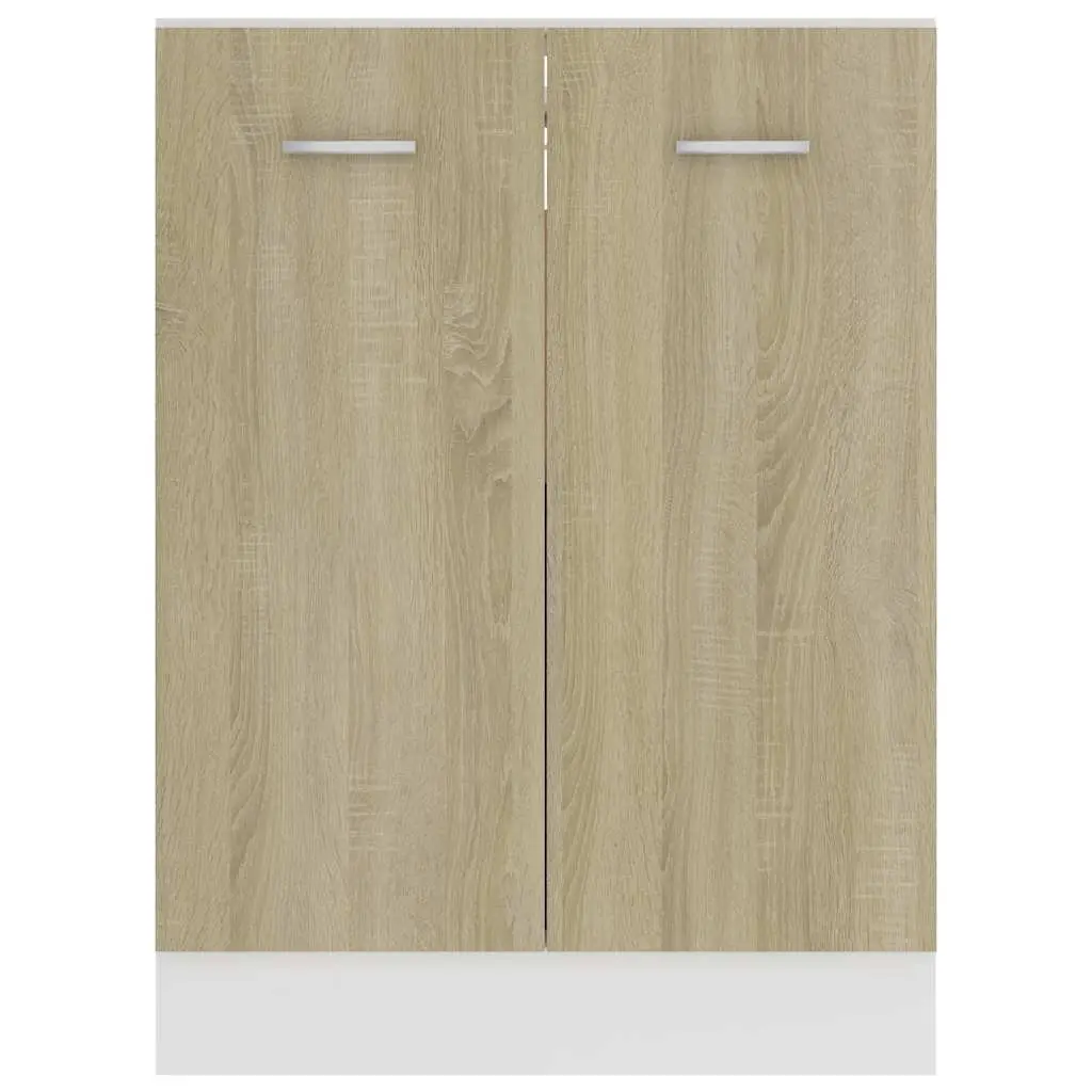 Kitchen Cabinet Engineered Wood 60x46x81.5 cm Sonoma Oak 2 Doors 2 Shelves