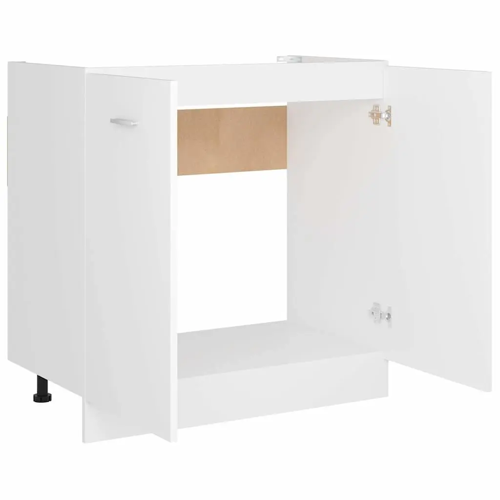 Sink Bottom Kitchen Cabinet White 80cm Wide Engineered Wood Storage Organiser