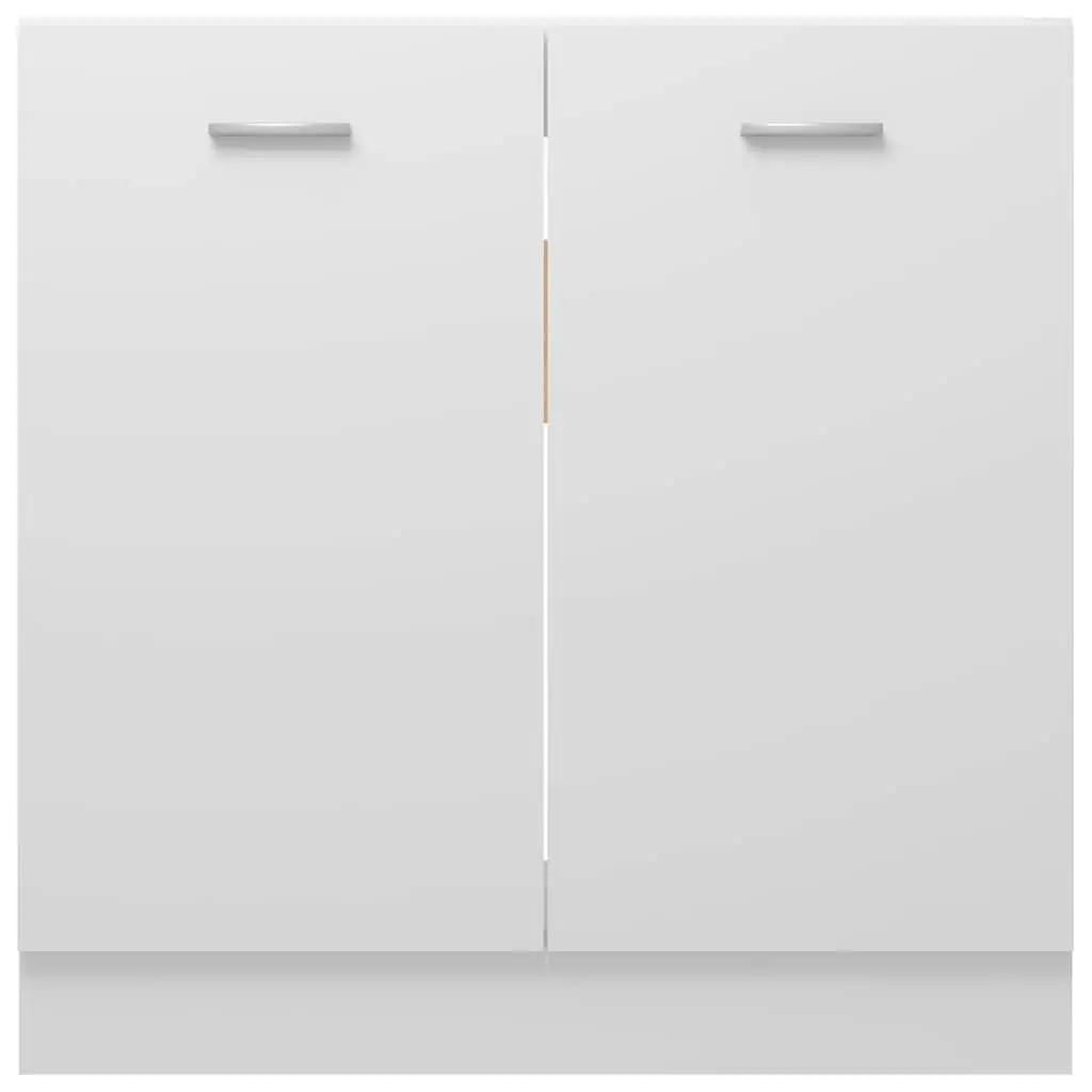 Sink Bottom Kitchen Cabinet White 80cm Wide Engineered Wood Storage Organiser