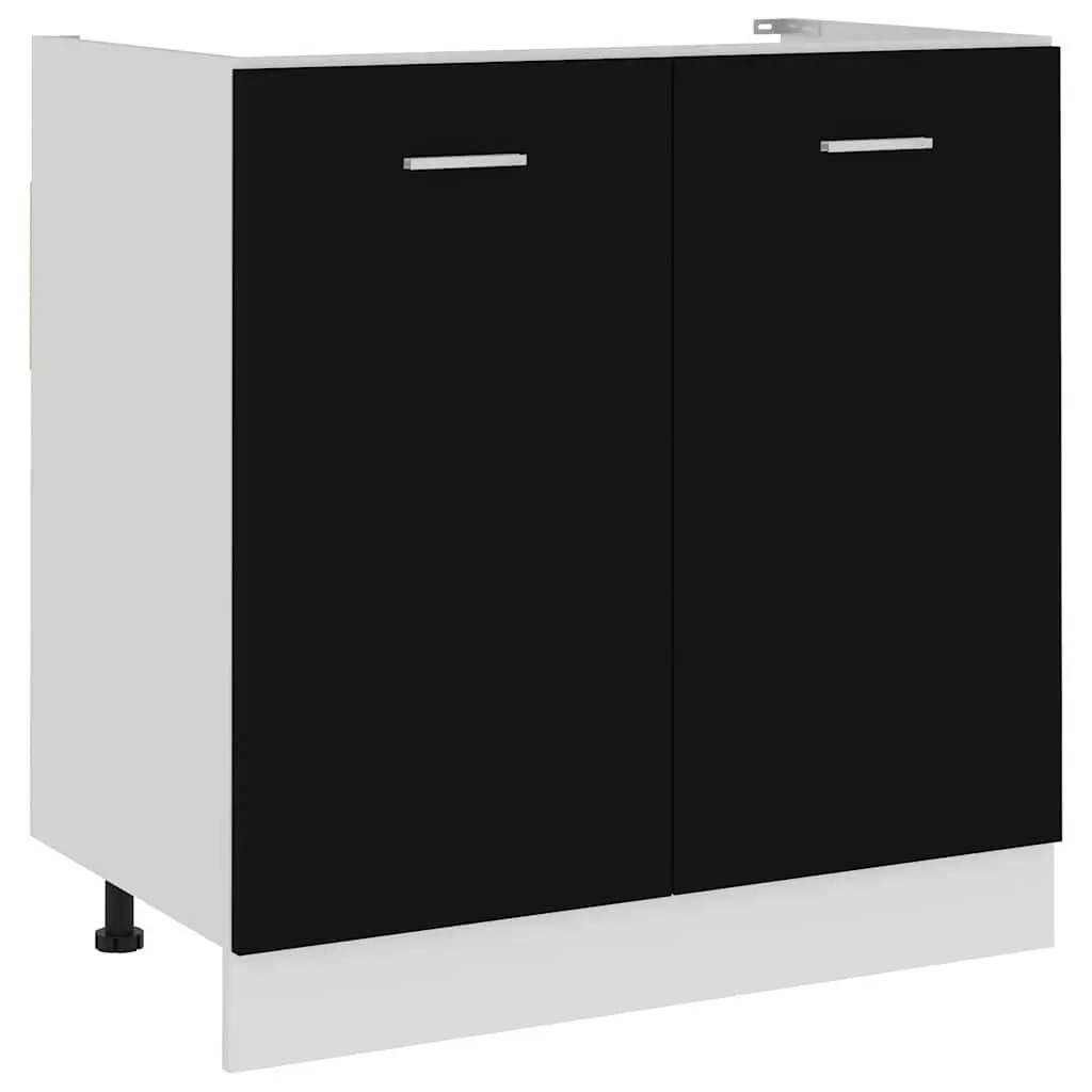 Sink Bottom Cabinet Kitchen Under Sink Storage Unit Black 80x46x81.5cm