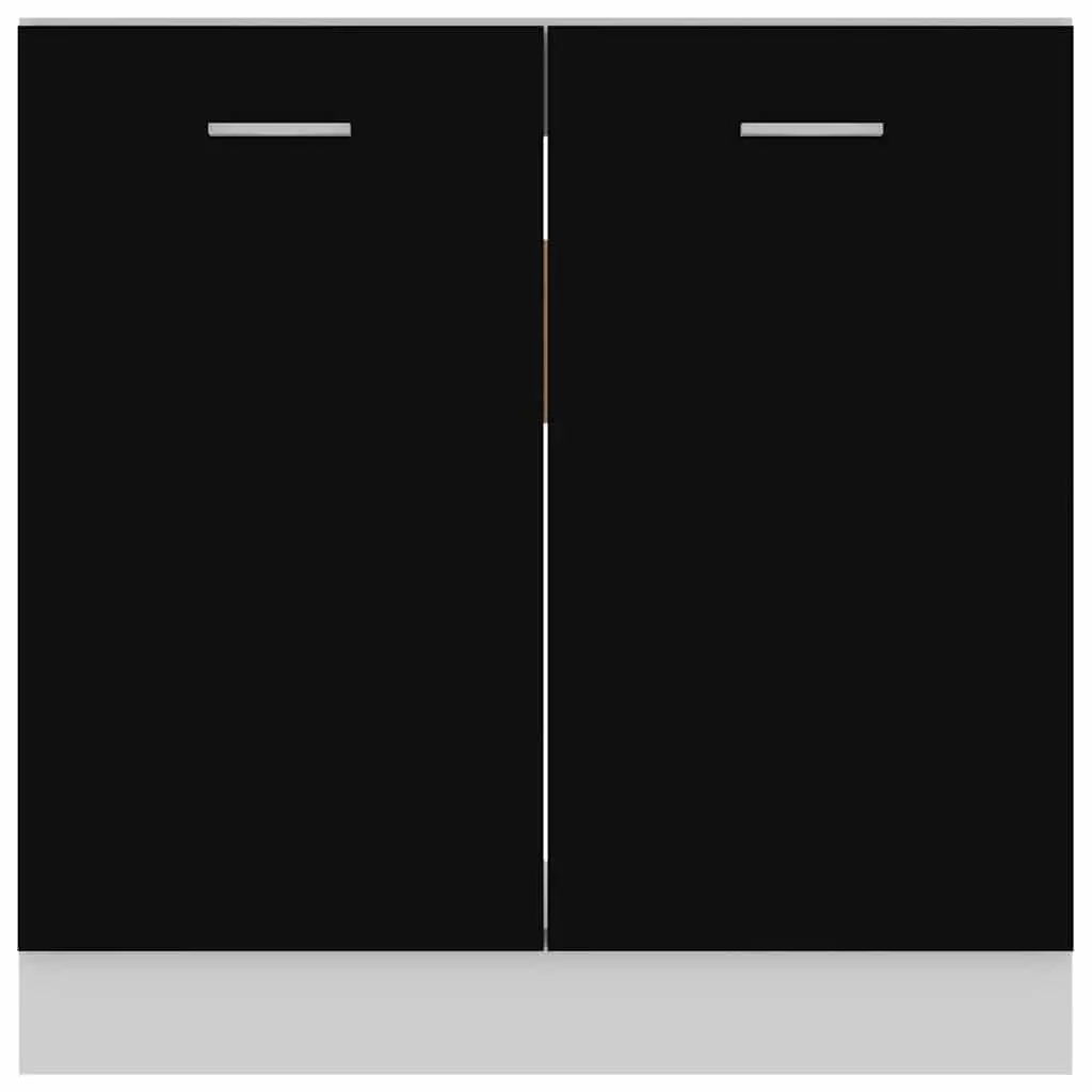 Sink Bottom Cabinet Kitchen Under Sink Storage Unit Black 80x46x81.5cm
