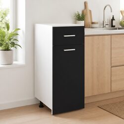 Practical Black Drawer Bottom Cabinet for Kitchen Use