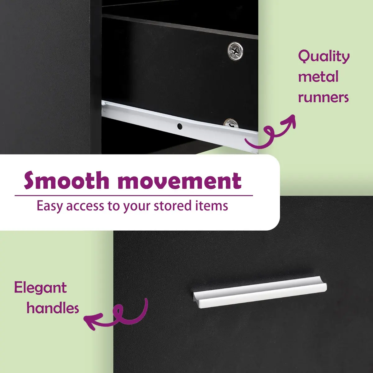Black Drawer Bottom Cabinet for Kitchen Use