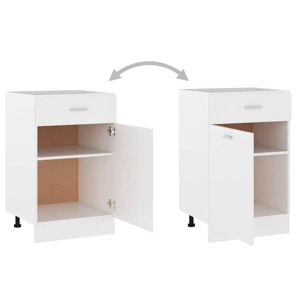 Kitchen Storage Cabinet White Drawer Shelves Engineered Wood 50x46x81.5cm