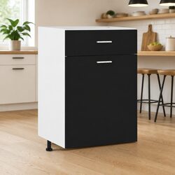 Drawer Bottom Cabinet Kitchen Storage Cupboard Black Engineered Wood Furniture