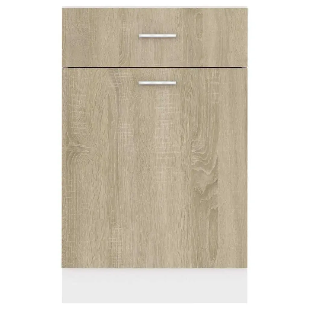 Kitchen Cabinet Engineered Wood Brown Compact Drawer Bottom Storage with Two Shelves
