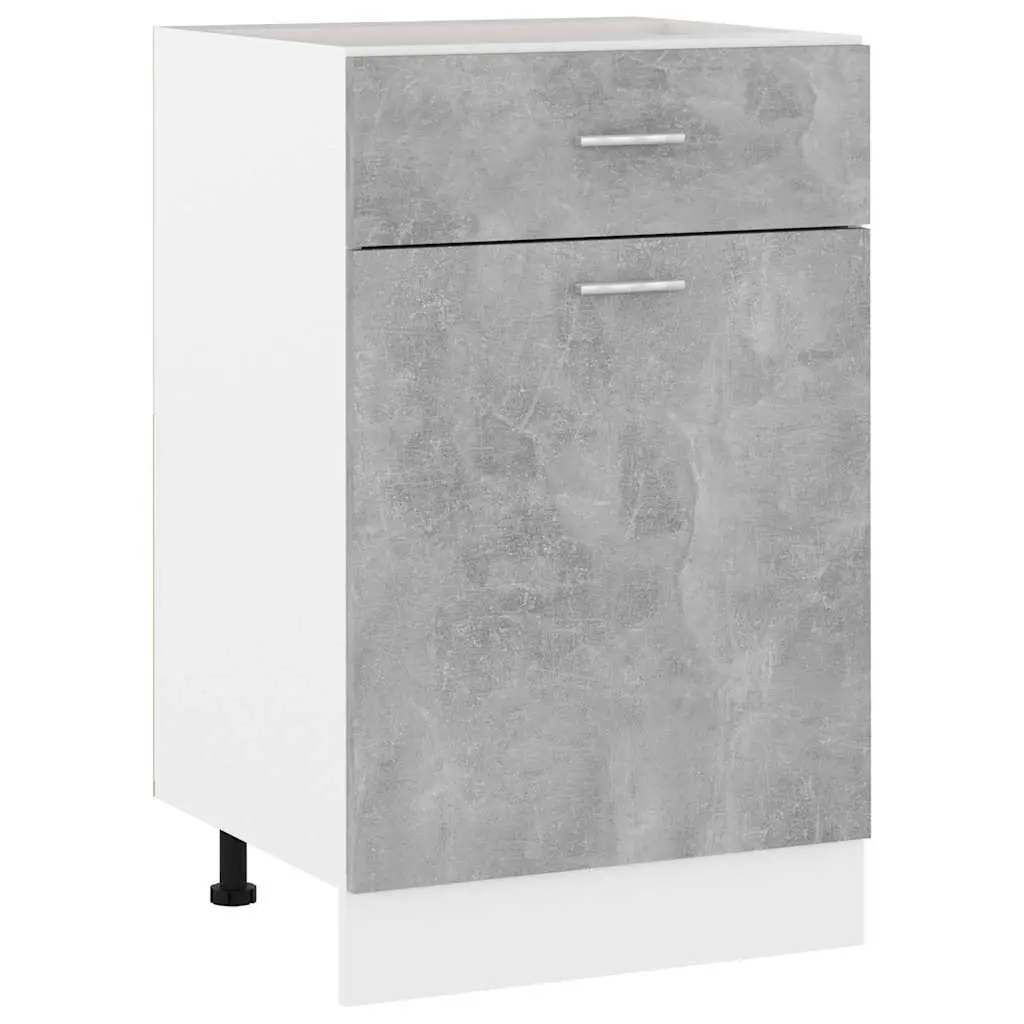 Kitchen Cabinet Engineered Wood 50 x 46 x 81.5 cm Grey Storage Cupboard Organiser with Drawer and Shelves