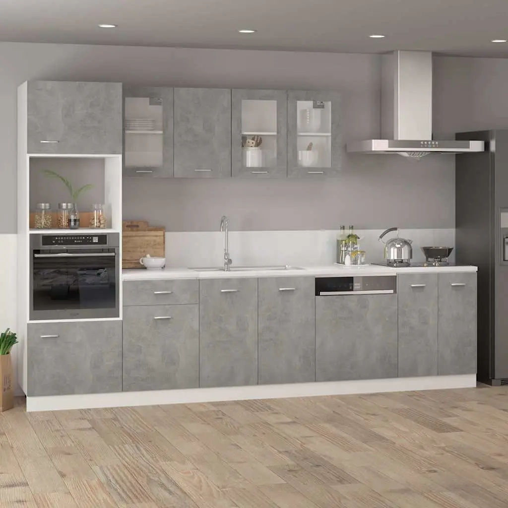 Kitchen Cabinet Engineered Wood 50 x 46 x 81.5 cm Grey Storage Cupboard Organiser with Drawer and Shelves