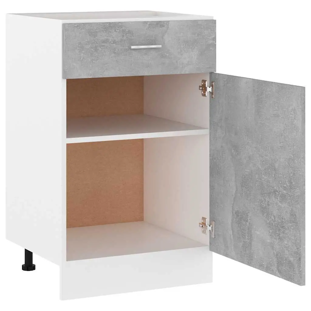 Kitchen Cabinet Engineered Wood 50 x 46 x 81.5 cm Grey Storage Cupboard Organiser with Drawer and Shelves
