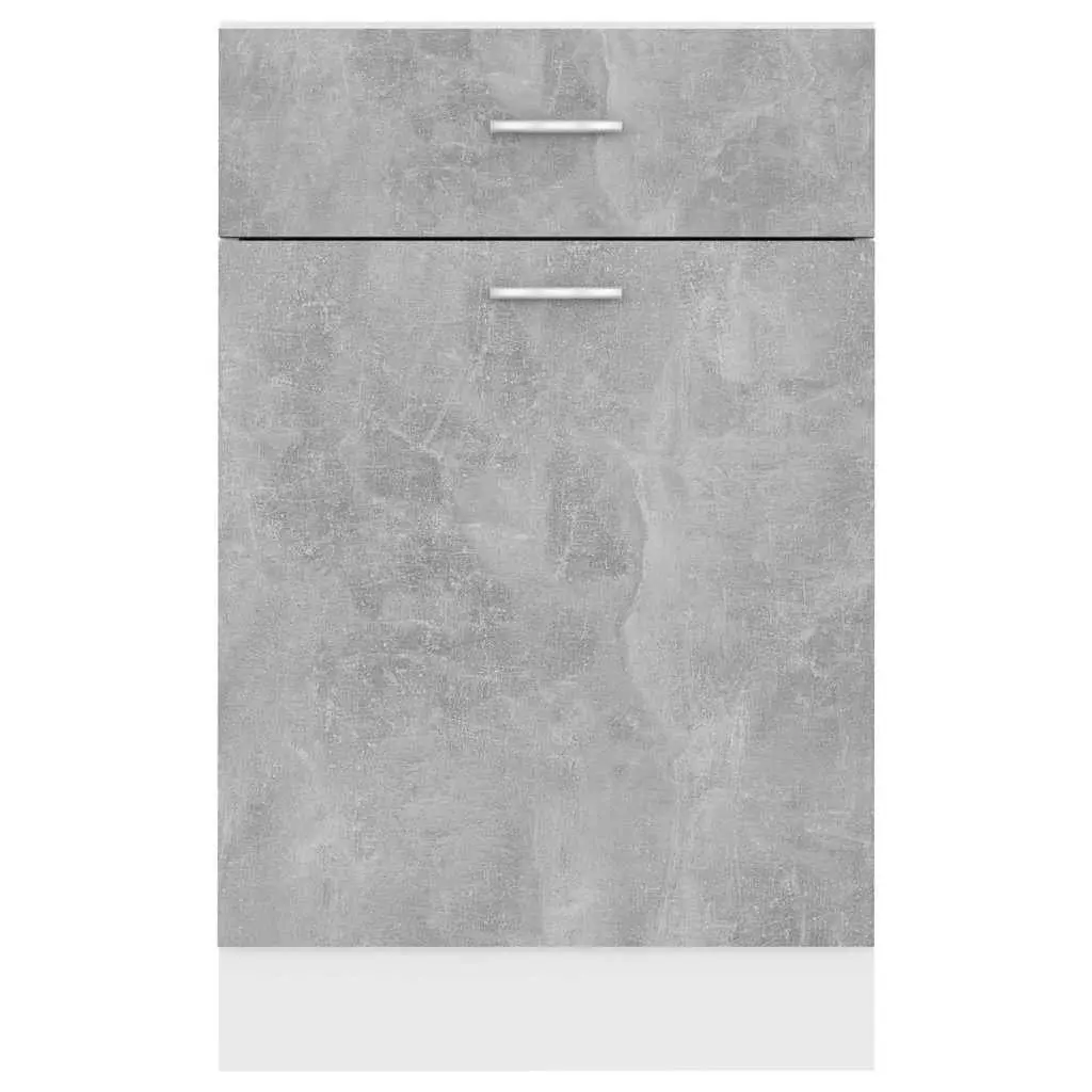 Kitchen Cabinet Engineered Wood 50 x 46 x 81.5 cm Grey Storage Cupboard Organiser with Drawer and Shelves