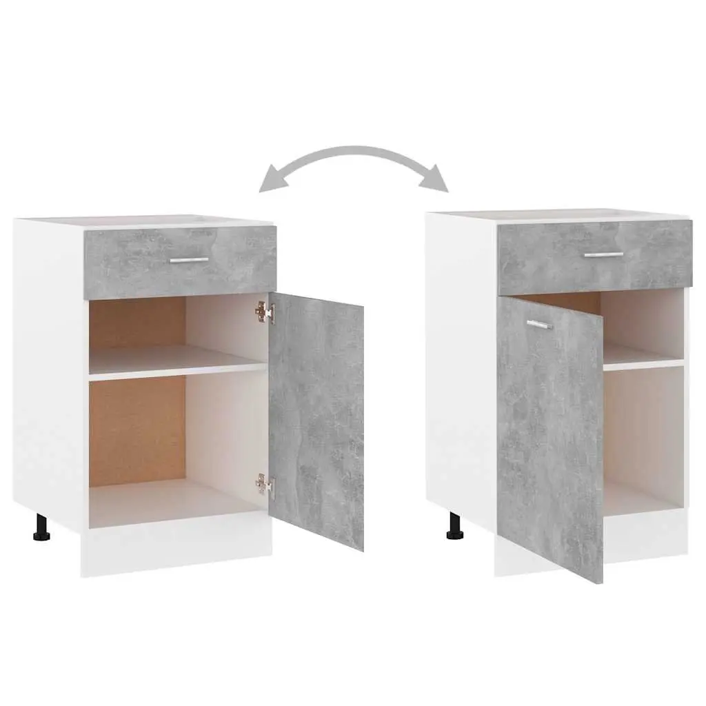 Kitchen Cabinet Engineered Wood 50 x 46 x 81.5 cm Grey Storage Cupboard Organiser with Drawer and Shelves