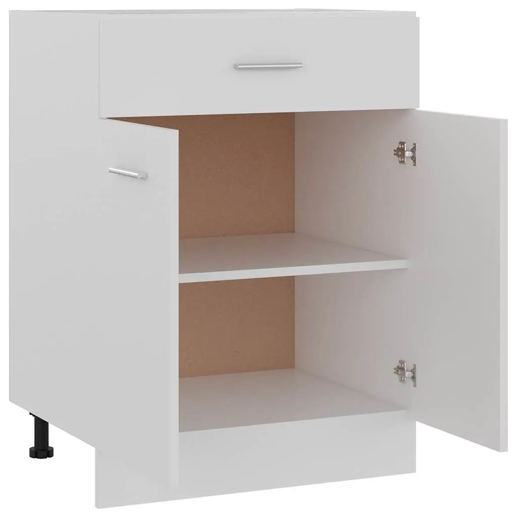 Kitchen Storage Cabinet Engineered Wood 60cm White Scandinavian Modern