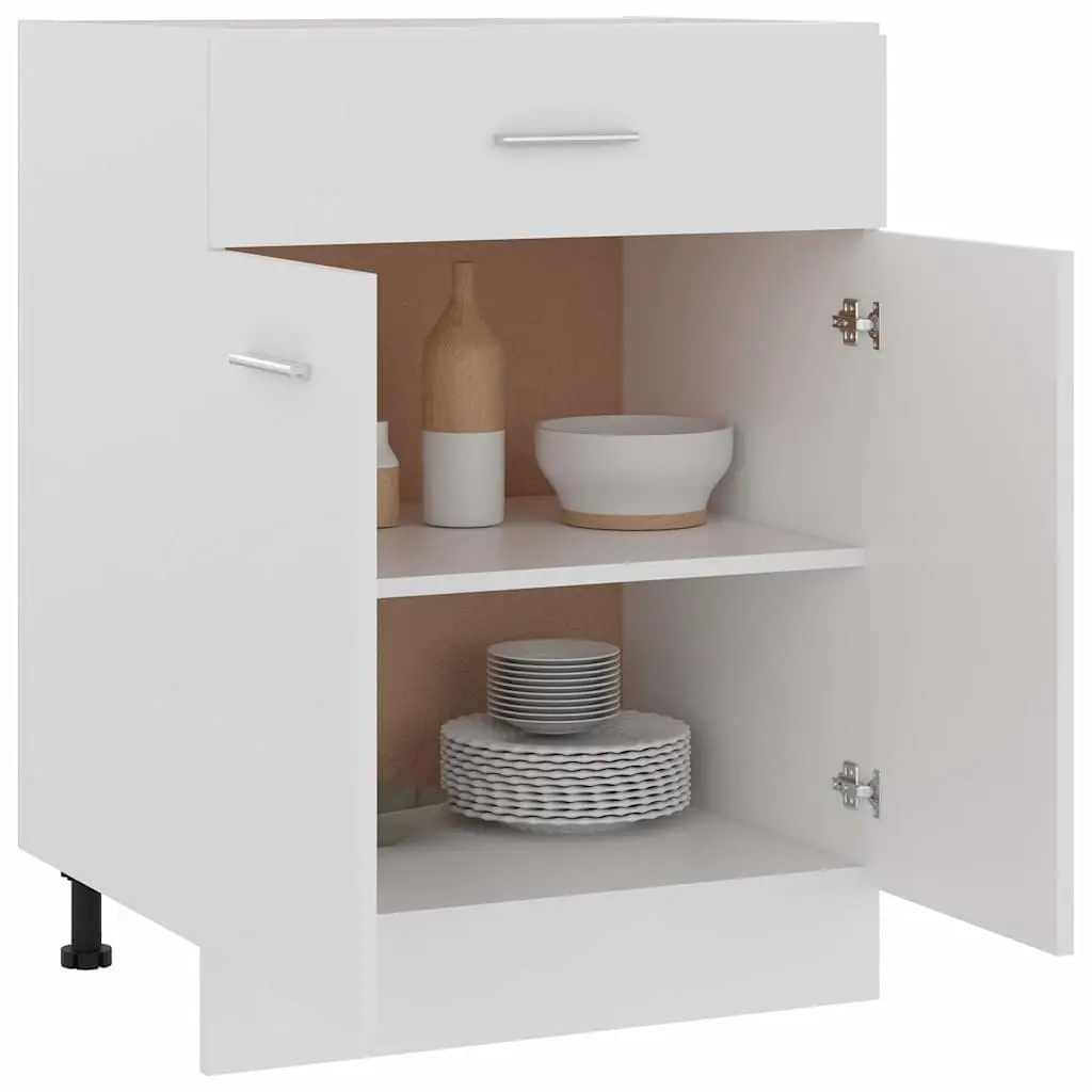 Kitchen Storage Cabinet Engineered Wood 60cm White Scandinavian Modern
