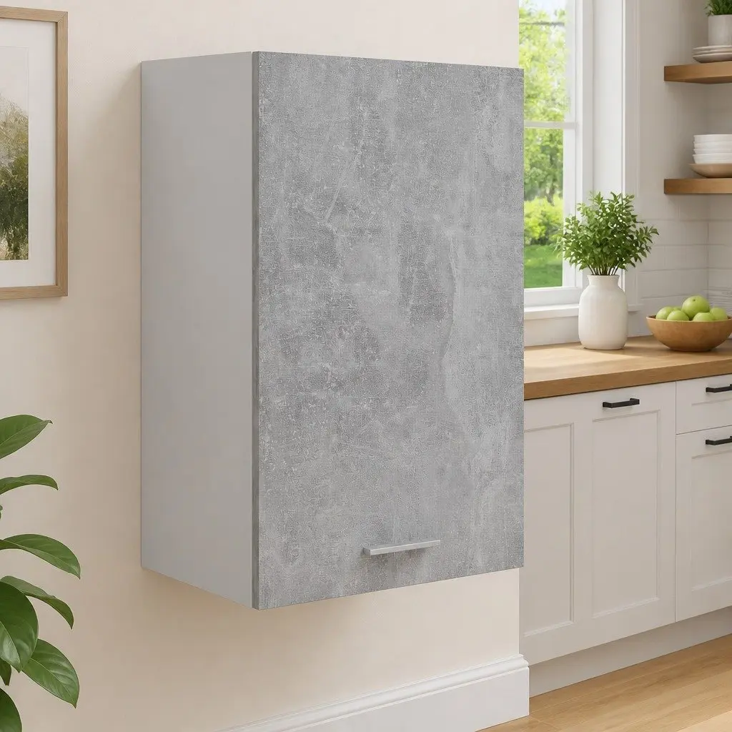 Grey Kitchen Hanging Cabinet with Two Shelves