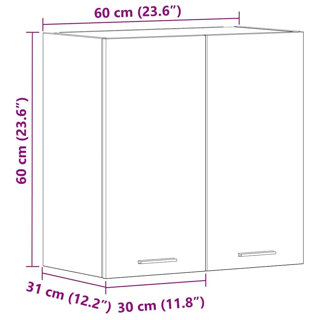Hanging Kitchen Cabinet Wall-Mounted Engineered Wood 60cm White Shelves