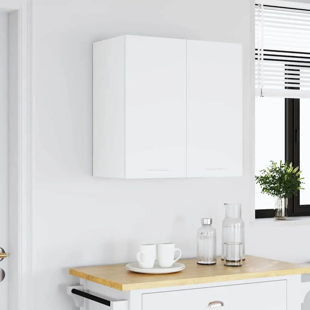 Hanging Kitchen Cabinet Wall-Mounted Engineered Wood 60cm White Shelves