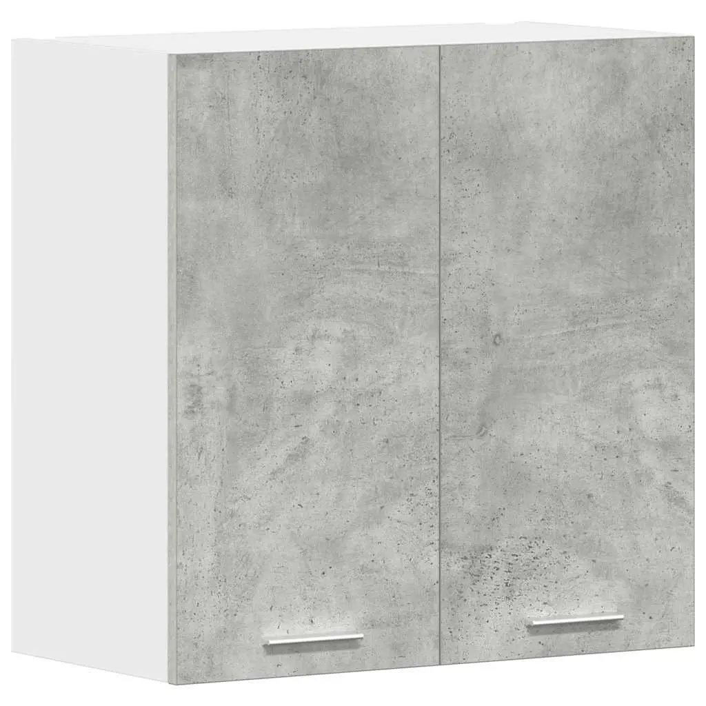 Hanging Cabinet Engineered Wood Grey Kitchen Storage Unit with Two Internal Shelves and Two Doors 60cm Width 31cm Depth 60cm Height