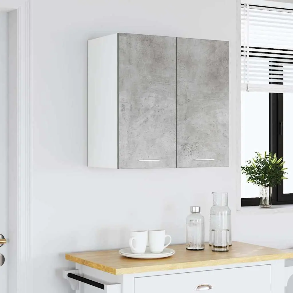 Hanging Cabinet Engineered Wood Grey Kitchen Storage Unit with Two Internal Shelves and Two Doors 60cm Width 31cm Depth 60cm Height