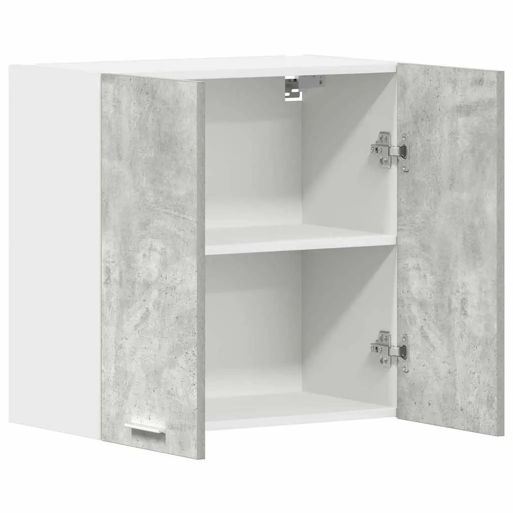 Hanging Cabinet Engineered Wood Grey Kitchen Storage Unit with Two Internal Shelves and Two Doors 60cm Width 31cm Depth 60cm Height
