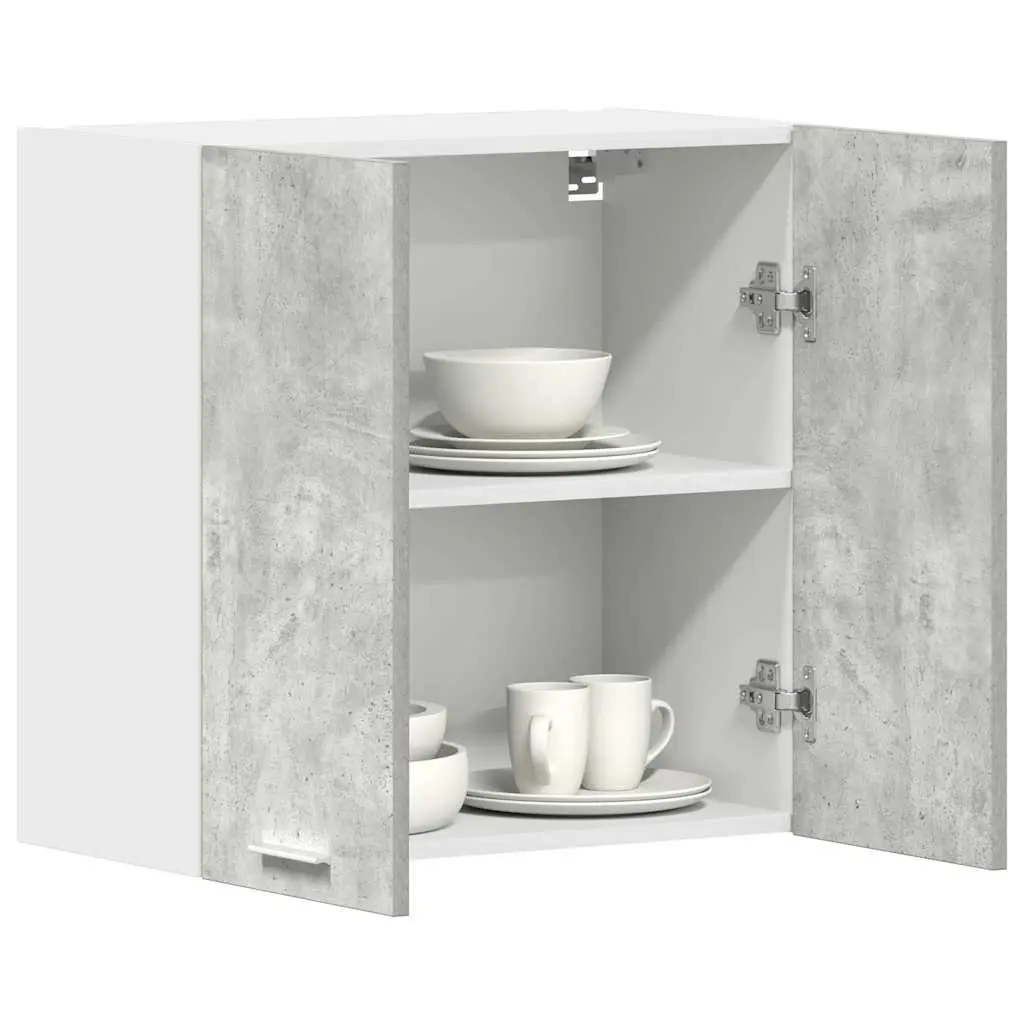 Hanging Cabinet Engineered Wood Grey Kitchen Storage Unit with Two Internal Shelves and Two Doors 60cm Width 31cm Depth 60cm Height