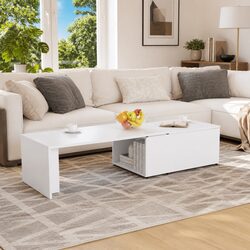 Coffee Table White 150x50x35 cm Engineered Wood Accent Side Table Furniture
