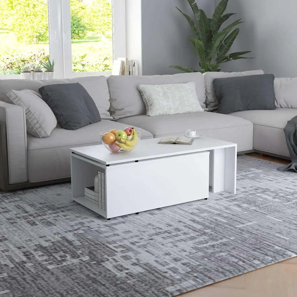 Coffee Table Engineered Wood White 150x50x35 cm Living Room Accent Furniture