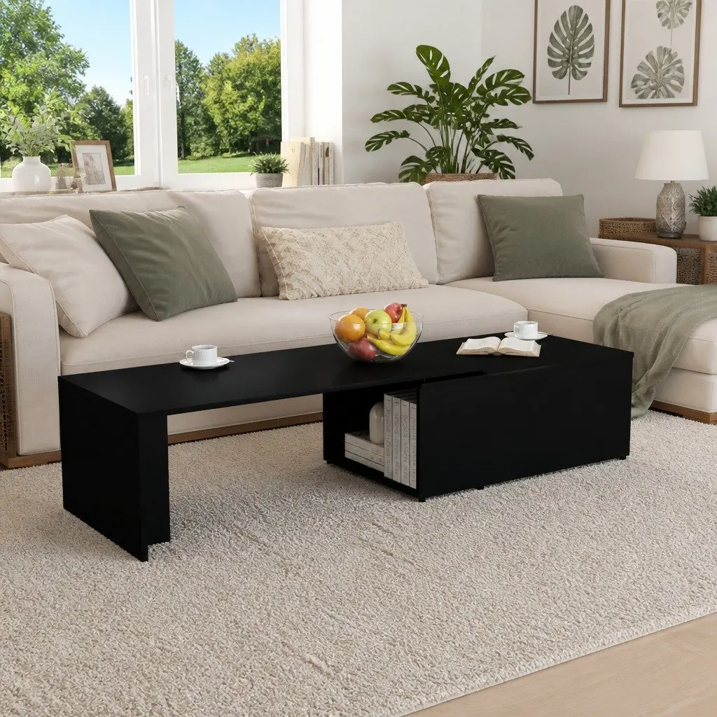 Coffee Table Engineered Wood 150cm Black