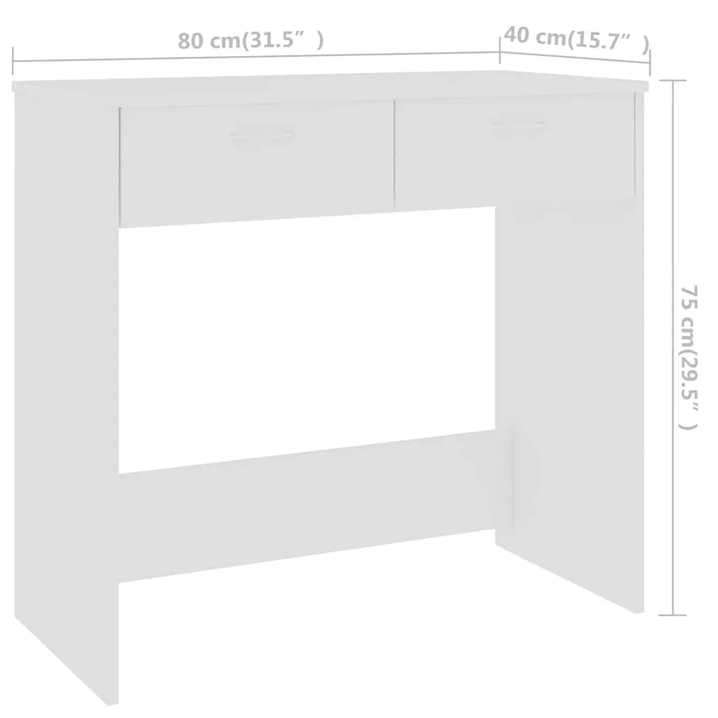 Engineered Wood Desk Compact 80x40x75 cm White Office Study Table with Drawer