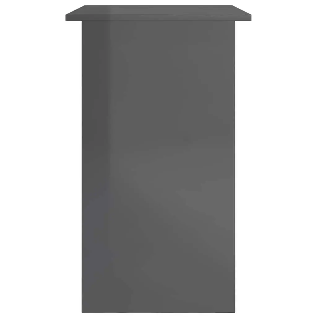 Office Desk Engineered Wood High Gloss Grey Computer Workstation with Keyboard Tray 80 x 45 x 74 cm