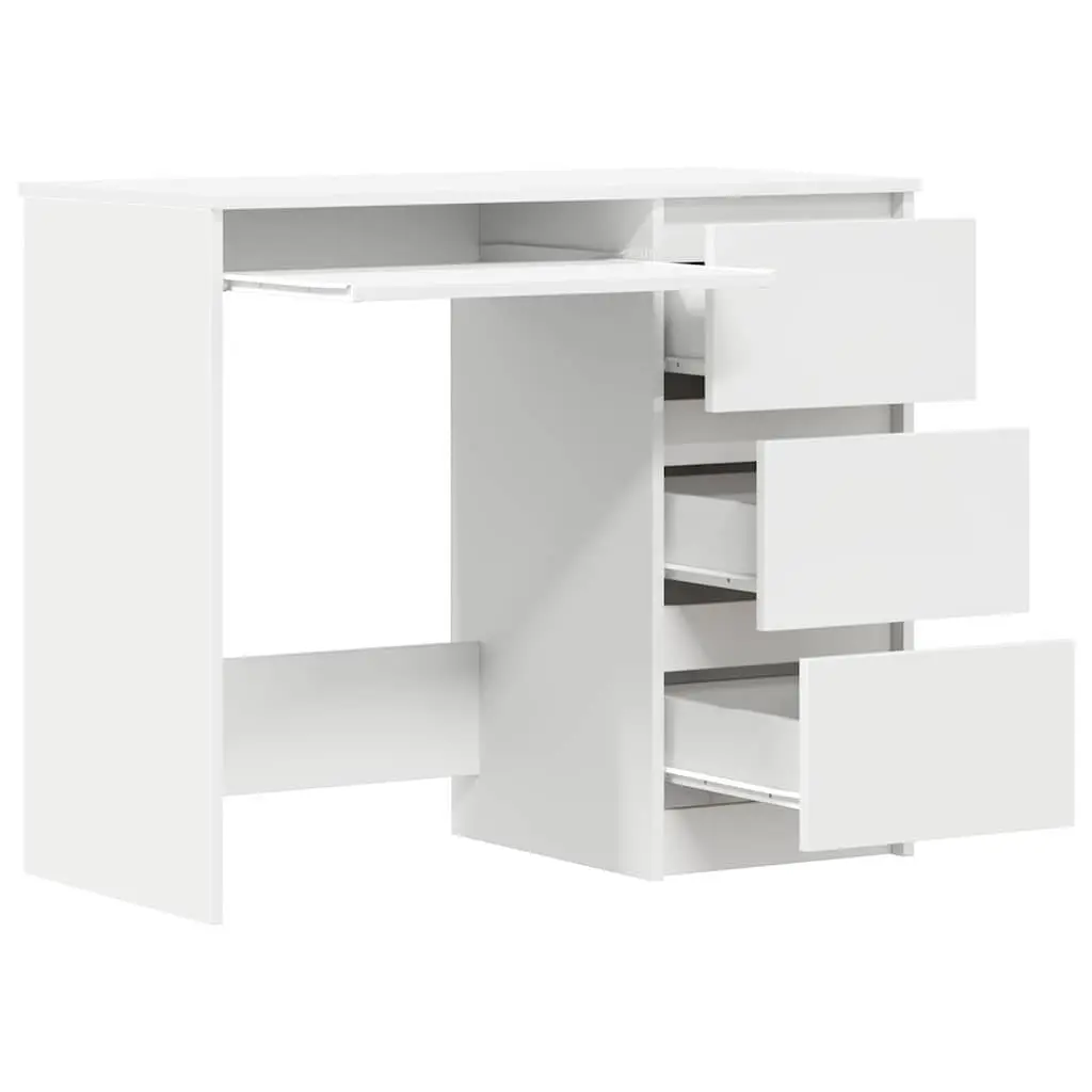White Desk 90cm Engineered Wood Office Computer Workstation Study Table