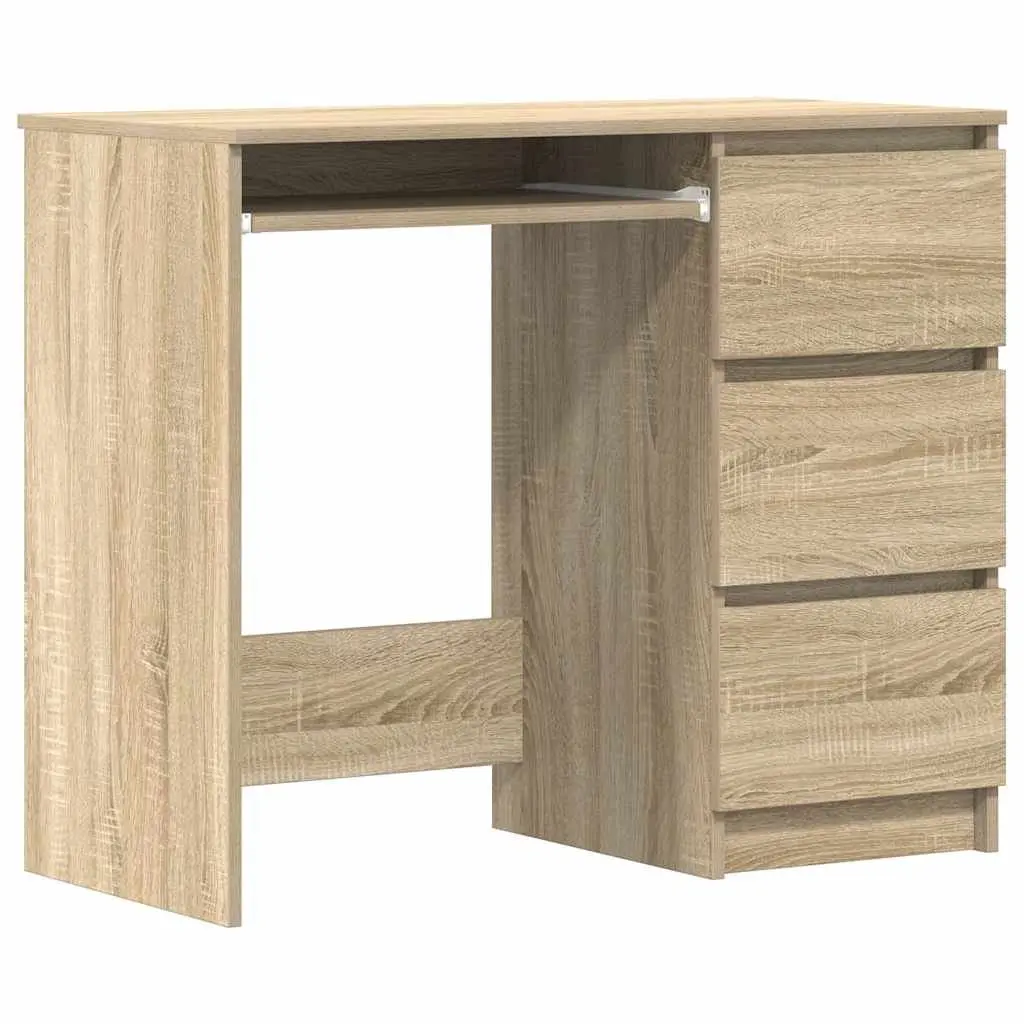 Engineered Wood Desk 90x45x76cm Brown Office Study Table with Drawer