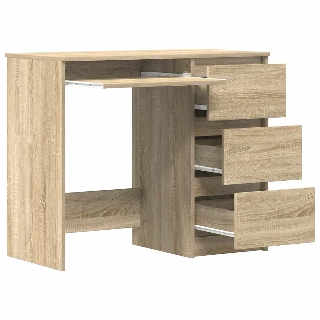 Engineered Wood Desk 90x45x76cm Brown Office Study Table with Drawer
