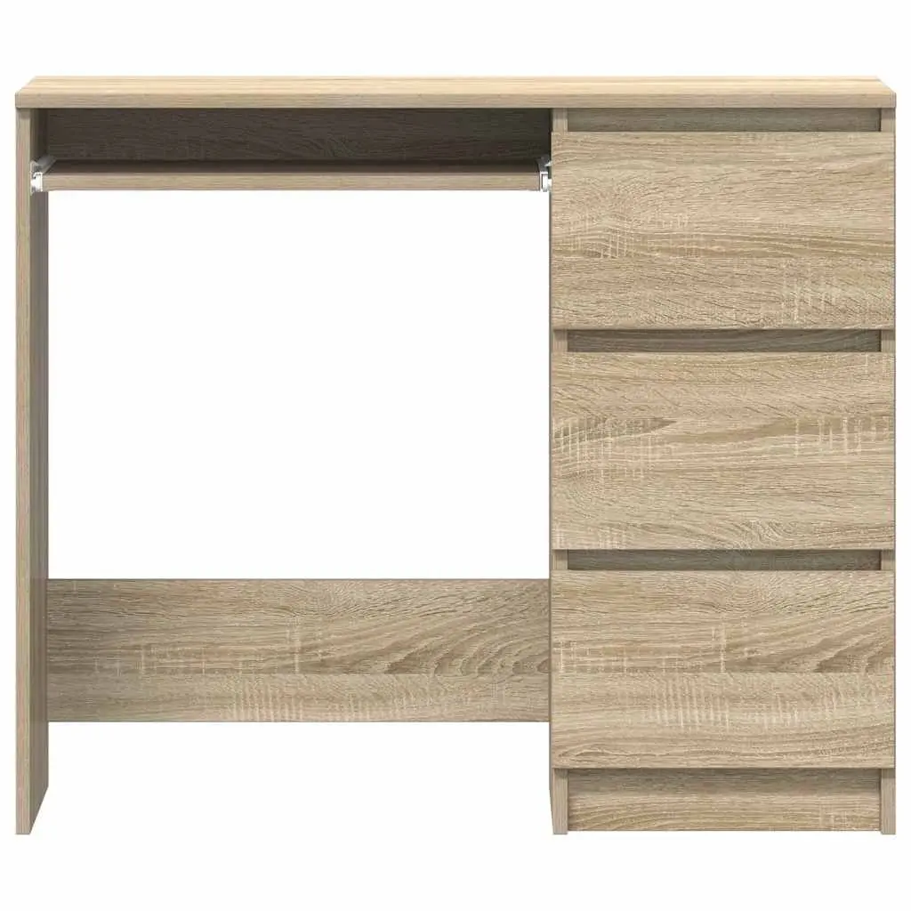 Engineered Wood Desk 90x45x76cm Brown Office Study Table with Drawer