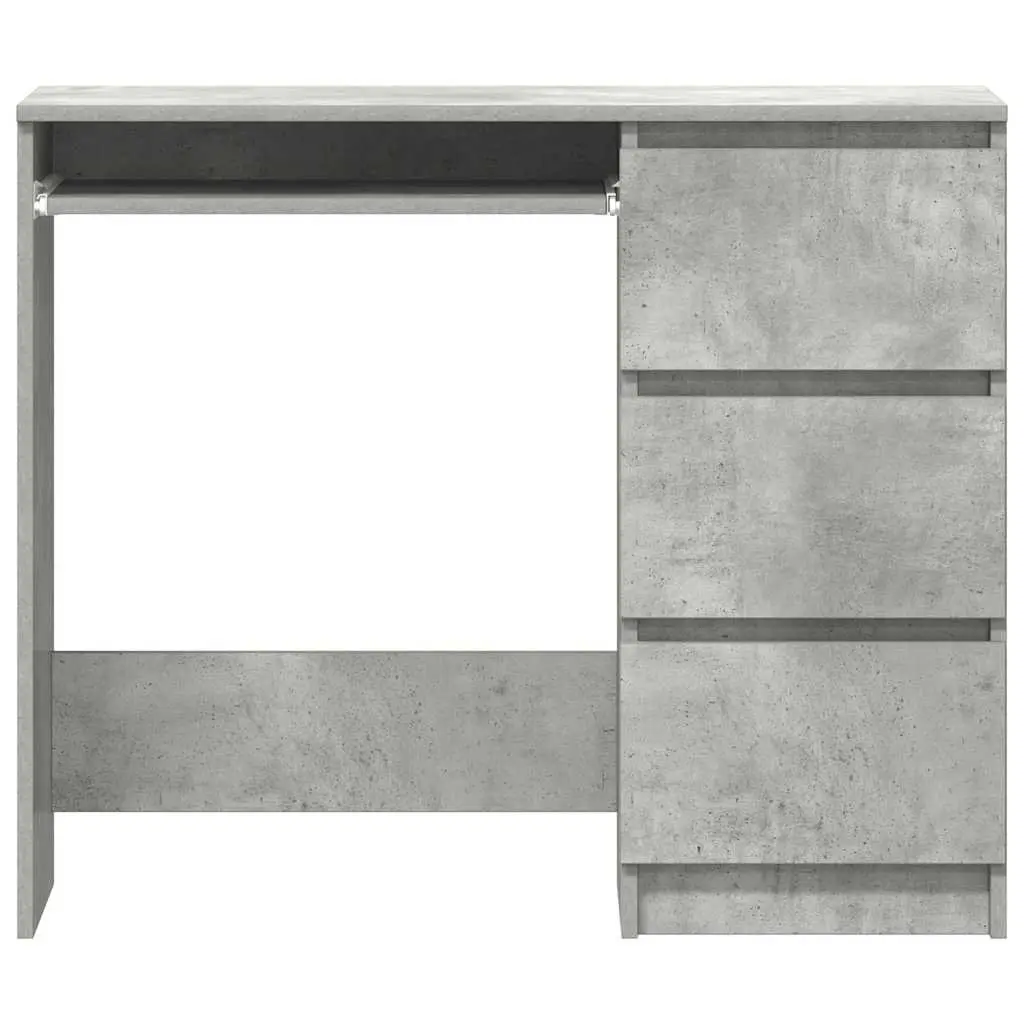 Office Desk Engineered Wood 90cm Concrete Grey Drawer Storage Compact